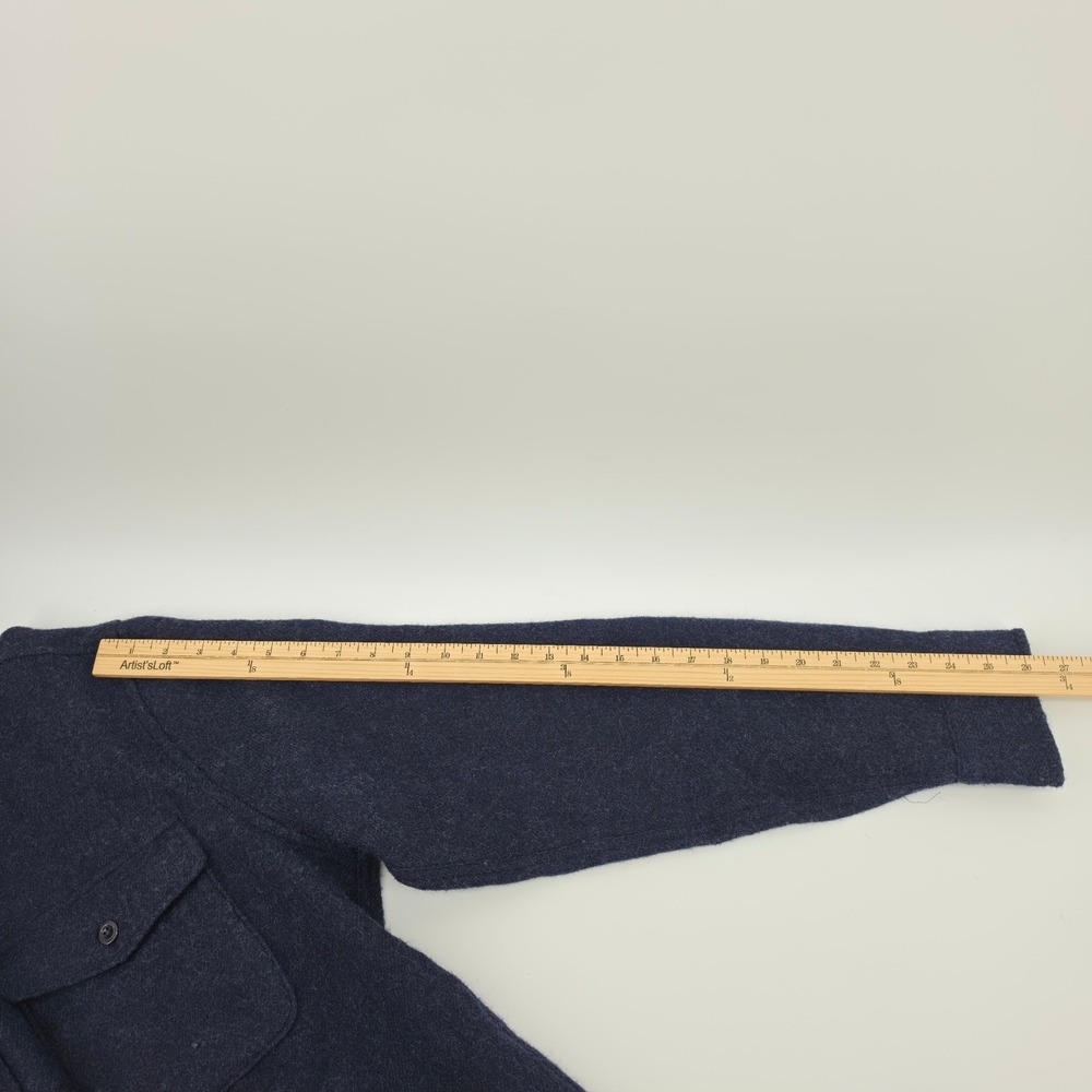 Outerknown Wool Shirt Jacket Mens Large Navy Blue Heavyweight 100% Wool Shacket - Picture 6 of 7